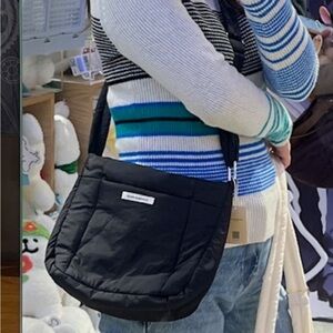 Black Puffy Adjustable Crossbody Bag